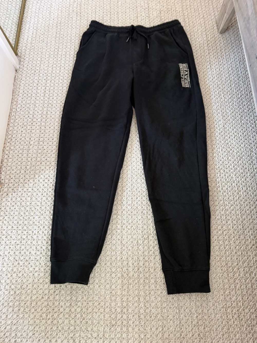 Black Fleece Jogger Pants with Side Logo small